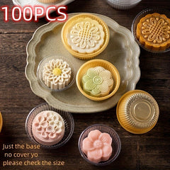 100pcs Transparent Plastic Mooncake and Cupcake Tray Container