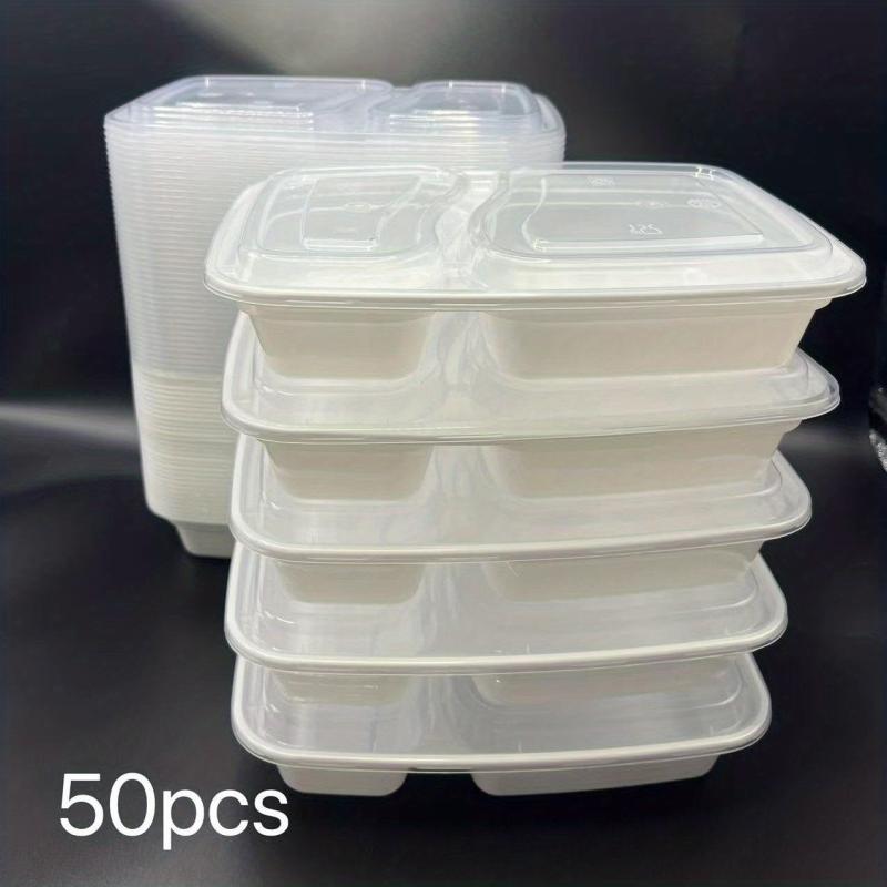 Disposable Lunch Boxes 2-Grid 1000ml Microwave Safe Plastic Food Fruit Salad Box