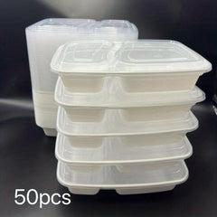 Disposable Lunch Boxes 2-Grid 1000ml Microwave Safe Plastic Food Fruit Salad Box