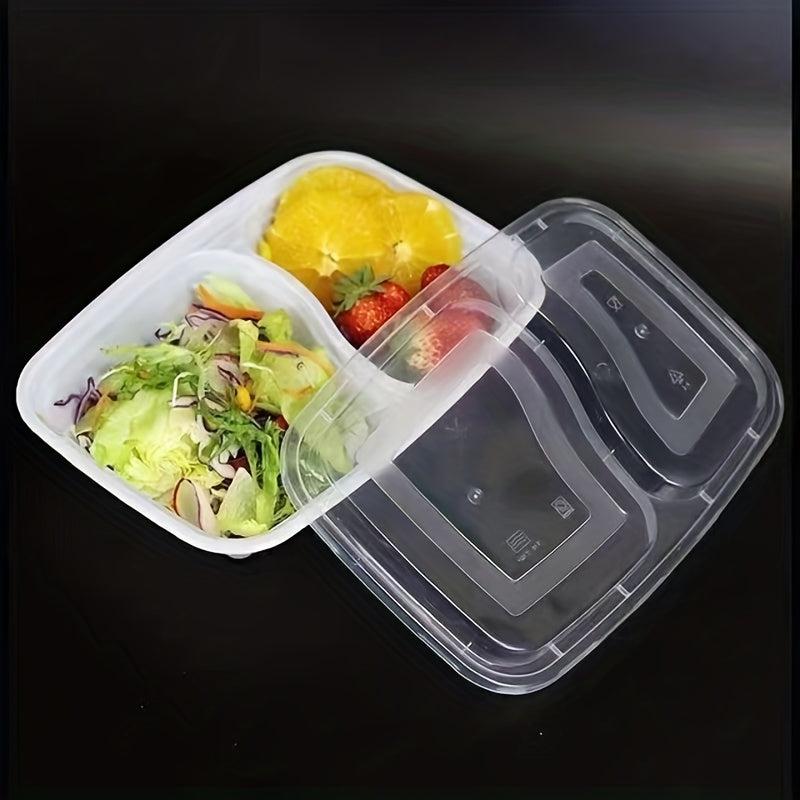 Disposable Lunch Boxes 2-Grid 1000ml Microwave Safe Plastic Food Fruit Salad Box
