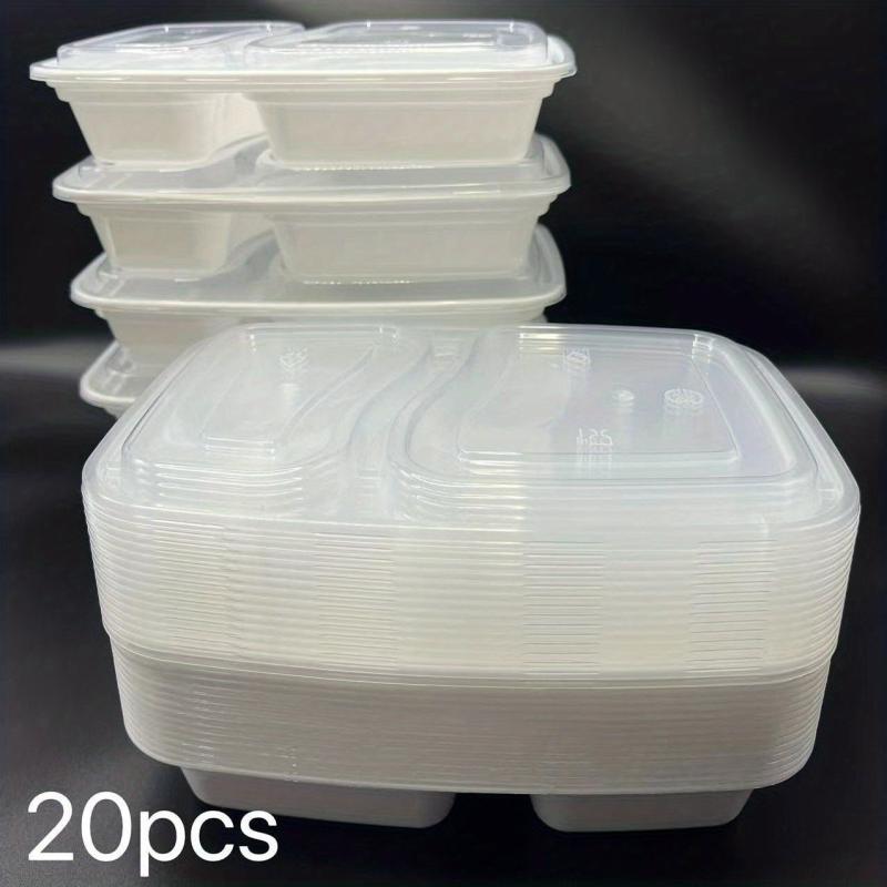 Disposable Lunch Boxes 2-Grid 1000ml Microwave Safe Plastic Food Fruit Salad Box