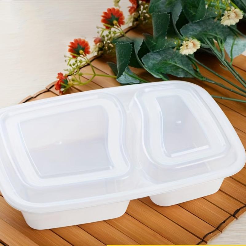 Disposable Lunch Boxes 2-Grid 1000ml Microwave Safe Plastic Food Fruit Salad Box