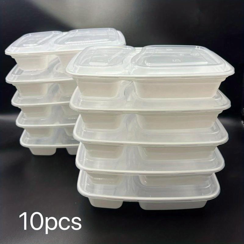 Disposable Lunch Boxes 2-Grid 1000ml Microwave Safe Plastic Food Fruit Salad Box