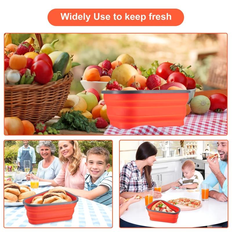 1pc Collapsible Pizza Storage Container Set with 5 Microwavable Serving Trays