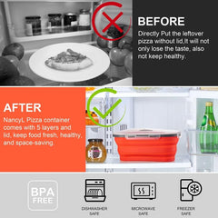 1pc Collapsible Pizza Storage Container Set with 5 Microwavable Serving Trays
