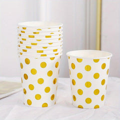 10pcs 9 oz Hot/Cold Disposable Paper Cups Hot Stamping Dot Drink Coffee