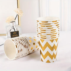 10pcs 9 oz Hot/Cold Disposable Paper Cups Hot Stamping Dot Drink Coffee