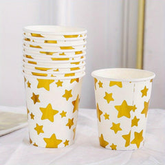 10pcs 9 oz Hot/Cold Disposable Paper Cups Hot Stamping Dot Drink Coffee