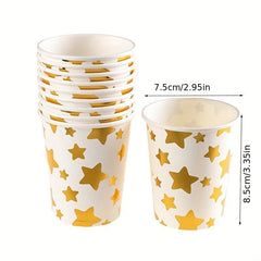 10pcs 9 oz Hot/Cold Disposable Paper Cups Hot Stamping Dot Drink Coffee