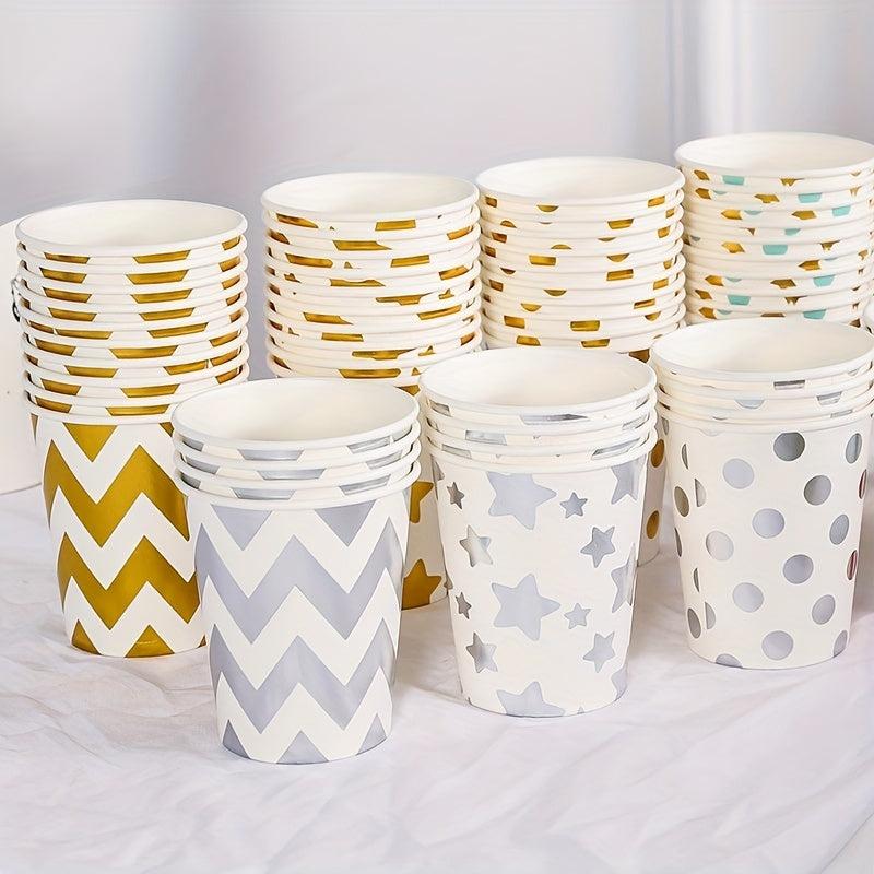 10pcs 9 oz Hot/Cold Disposable Paper Cups Hot Stamping Dot Drink Coffee