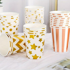 10pcs 9 oz Hot/Cold Disposable Paper Cups Hot Stamping Dot Drink Coffee