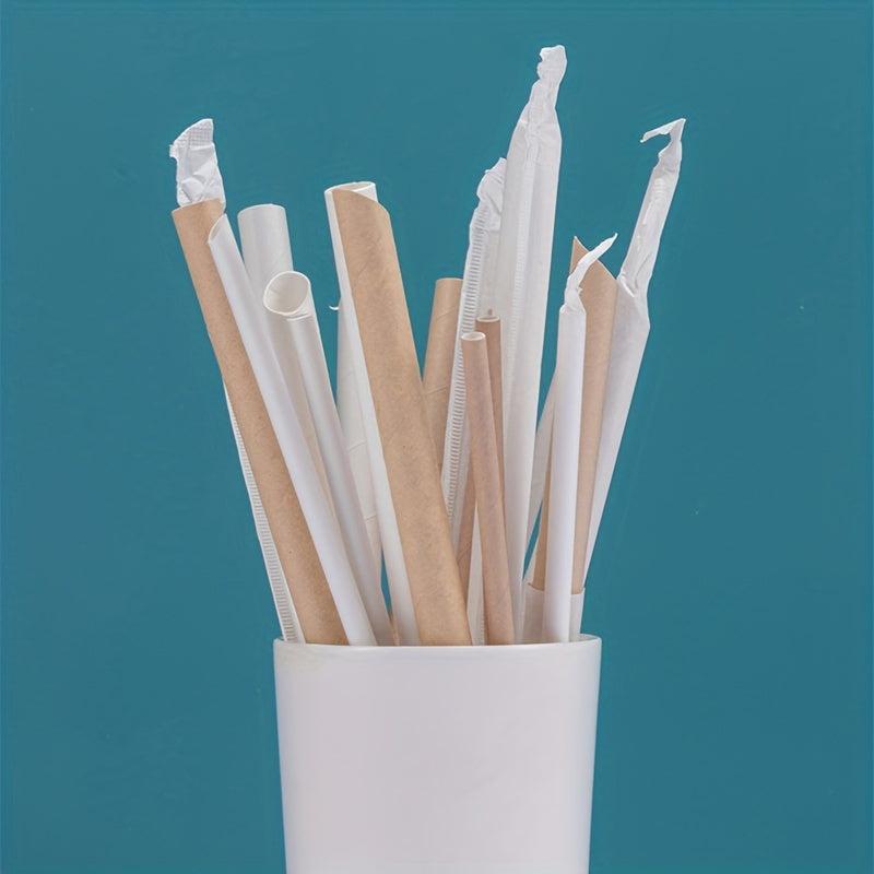 100pcs Disposable Paper Straws Biodegradable Drinking Straws