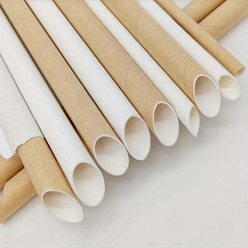 100pcs Disposable Paper Straws Biodegradable Drinking Straws