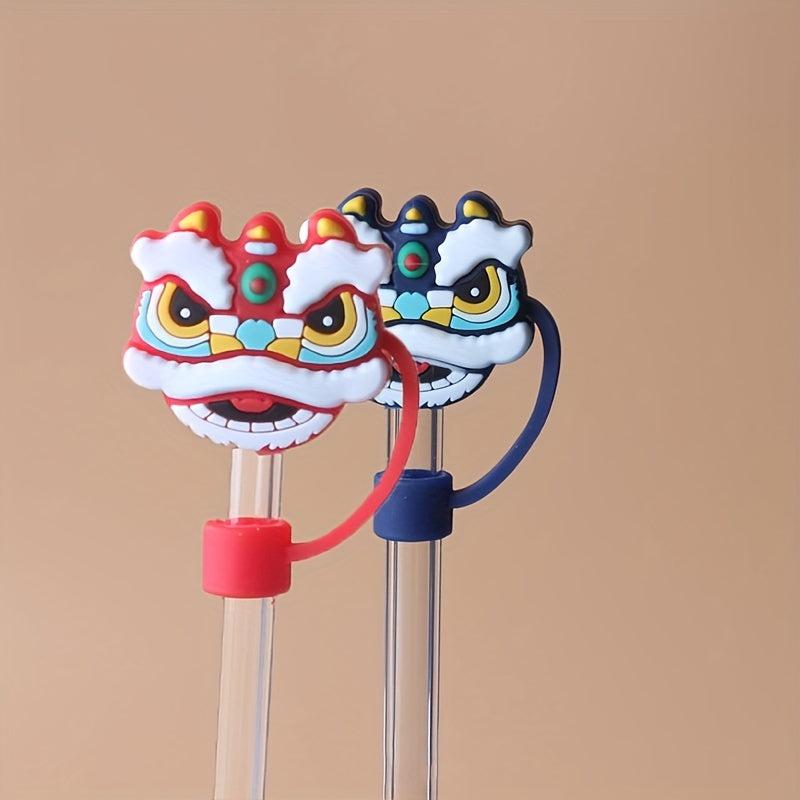 Chinese Lion Dance Silicone Straw Cover