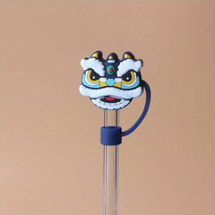 Chinese Lion Dance Silicone Straw Cover