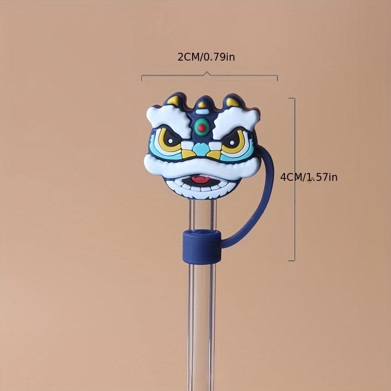 Chinese Lion Dance Silicone Straw Cover