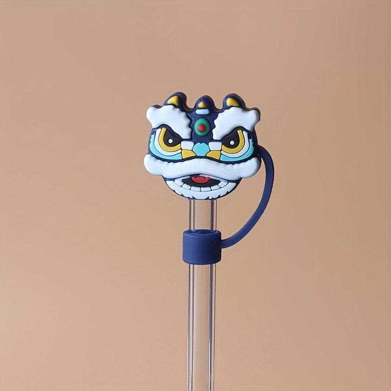 Chinese Lion Dance Silicone Straw Cover