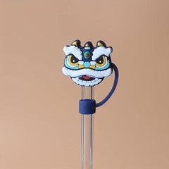 Chinese Lion Dance Silicone Straw Cover