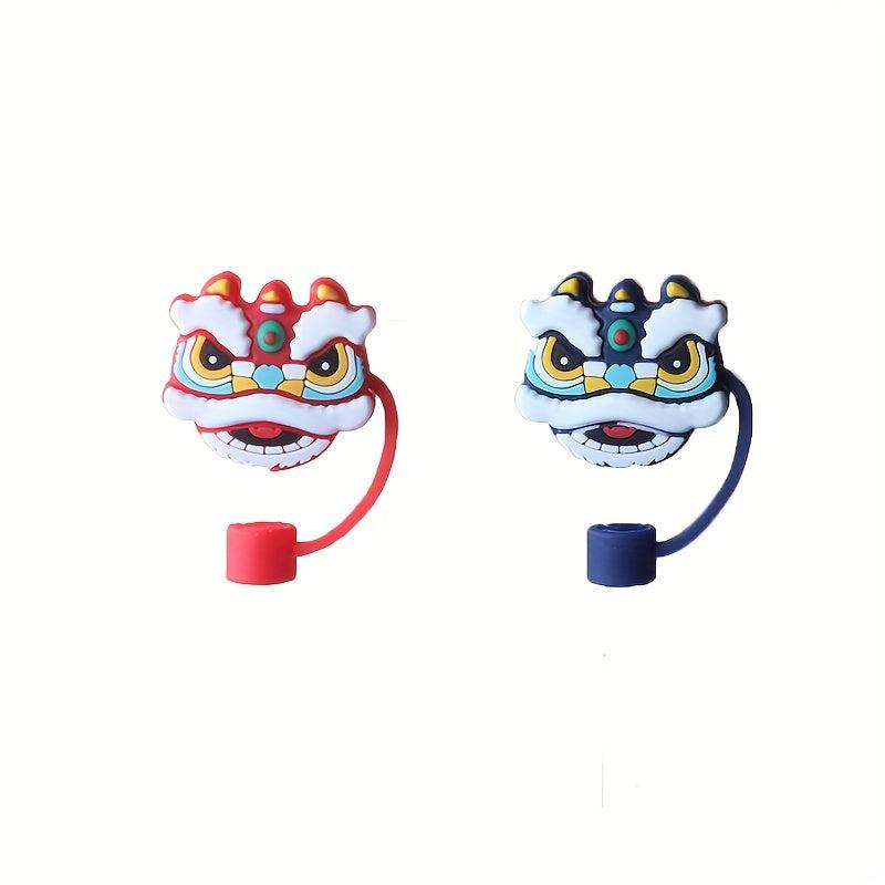 Chinese Lion Dance Silicone Straw Cover