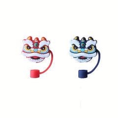 Chinese Lion Dance Silicone Straw Cover