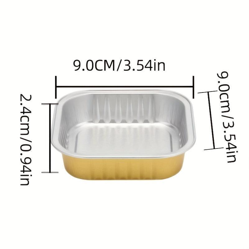 20pcs 125ML Square Aluminum Foil Cake Pan With Lid Disposable Muffin Jar