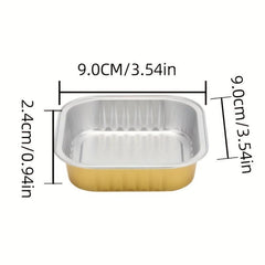 20pcs 125ML Square Aluminum Foil Cake Pan With Lid Disposable Muffin Jar