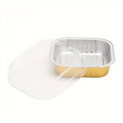 20pcs 125ML Square Aluminum Foil Cake Pan With Lid Disposable Muffin Jar