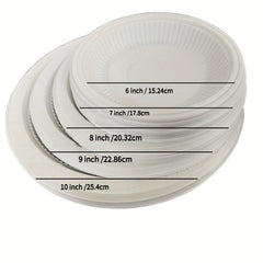 50pcs Biodegradable Cornstarch Disposable Plates for Dinner Parties Durable
