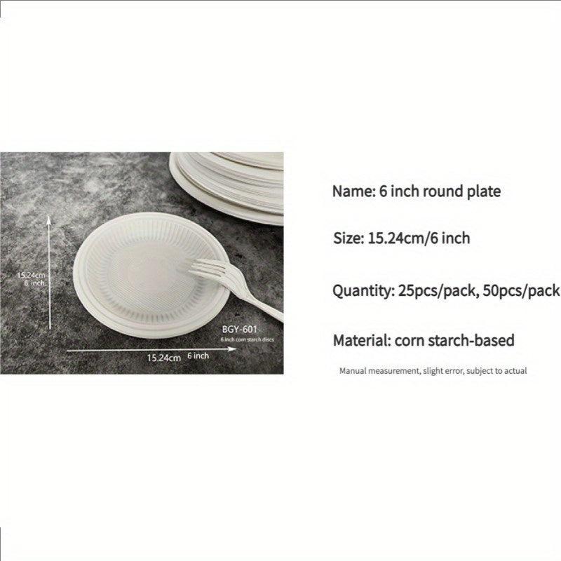 50pcs Biodegradable Cornstarch Disposable Plates for Dinner Parties Durable