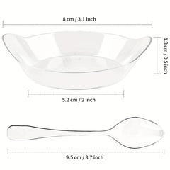 1OZ Mini Dessert Plate With Spoon Transparent Plastic Dessert Plate