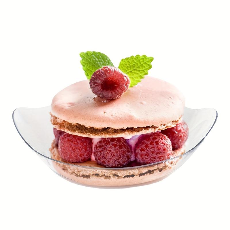 1OZ Mini Dessert Plate With Spoon Transparent Plastic Dessert Plate