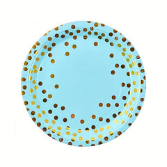 60pcs Pink Golden Dot Disposable Paper Plate Party Tableware Set
