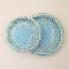 60pcs Pink Golden Dot Disposable Paper Plate Party Tableware Set