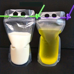 25pcs 500ml Clear Reusable Juice Bags Disposable Zipper Bags for Smoothies