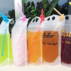 25pcs 500ml Clear Reusable Juice Bags Disposable Zipper Bags for Smoothies