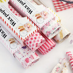 50pcs Food Wrapping Wax Paper Printed Snack Pad Baking Paper