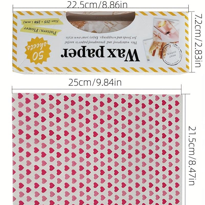 50pcs Food Wrapping Wax Paper Printed Snack Pad Baking Paper