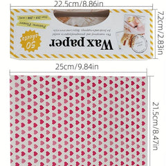 50pcs Food Wrapping Wax Paper Printed Snack Pad Baking Paper