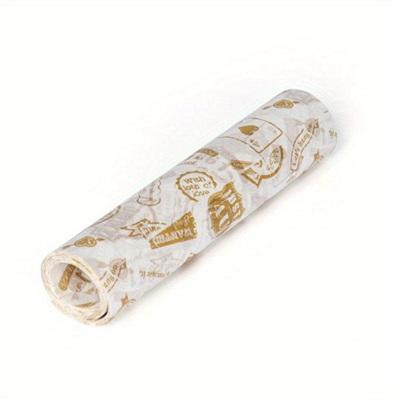 50pcs Food Wrapping Wax Paper Printed Snack Pad Baking Paper