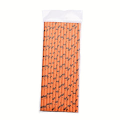 25 Halloween Disposable Straws Ghost Jack O' Lantern Spider Bat Design Party