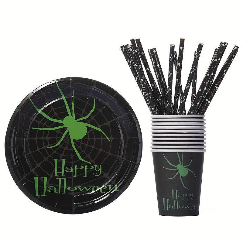 25 Halloween Disposable Straws Ghost Jack O' Lantern Spider Bat Design Party