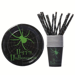 25 Halloween Disposable Straws Ghost Jack O' Lantern Spider Bat Design Party