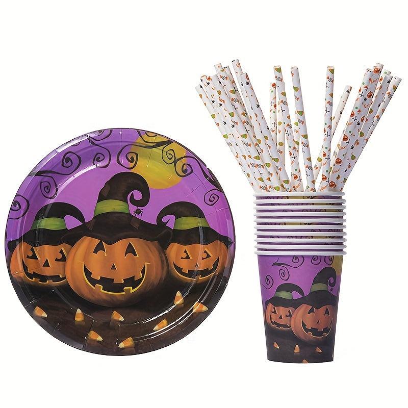 25 Halloween Disposable Straws Ghost Jack O' Lantern Spider Bat Design Party