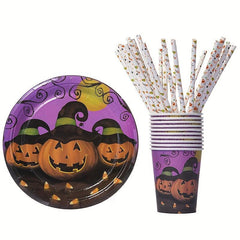25 Halloween Disposable Straws Ghost Jack O' Lantern Spider Bat Design Party