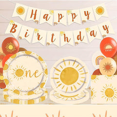 Boho Sun 1st Birthday Party Tableware Set