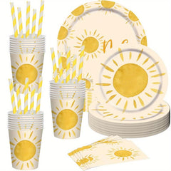 Boho Sun 1st Birthday Party Tableware Set