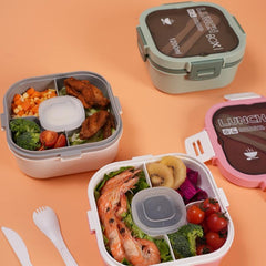 1pc Lunch Box Microwave Safe Compartment Fresh-keeping Box