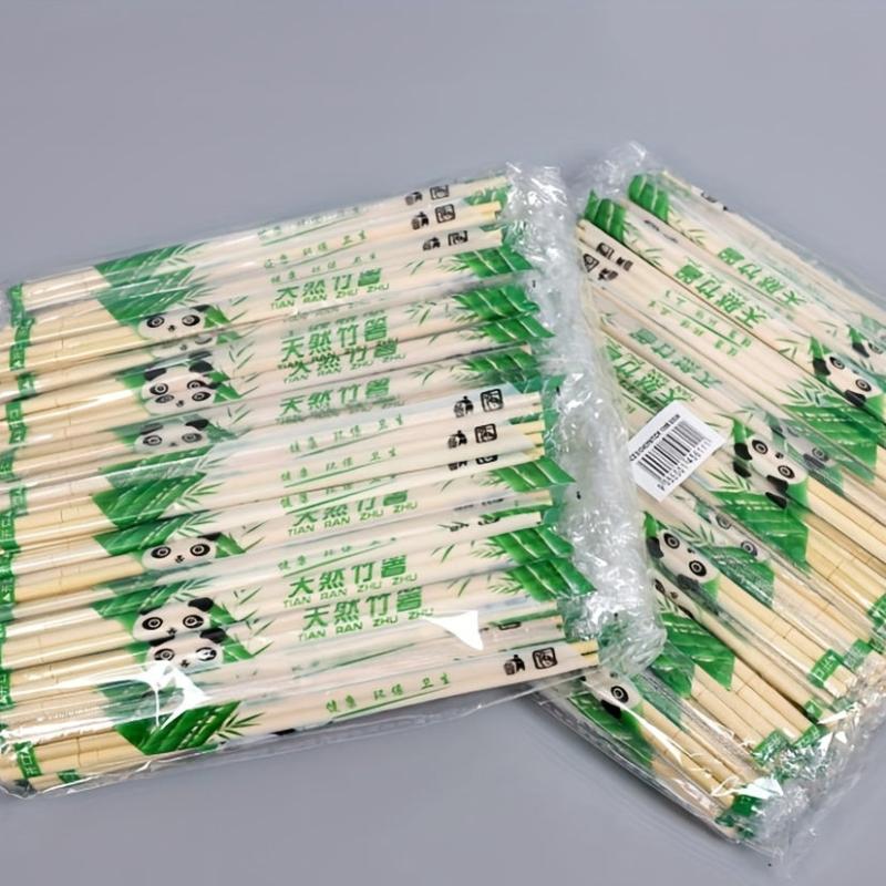 100 Pairs Disposable Bamboo Chopsticks Individually Wrapped Round