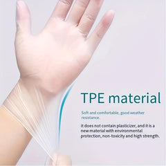 100pcs Food Transparent Disposable Gloves for Kitchen Supplies