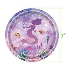 69Pcs Mermaid Disposable Tableware for Girls Birthday Party Decoration